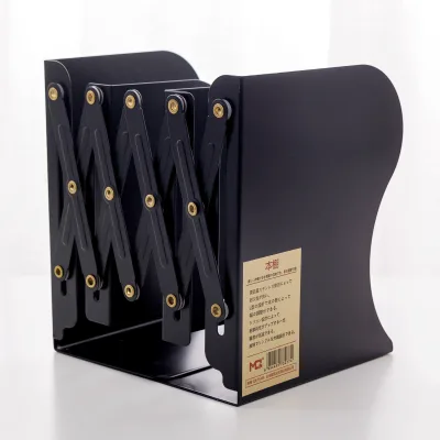 Adjustable Non-Skid Metal Bookend Iron and Brass Decorative Book Display Stand for Office Desk
