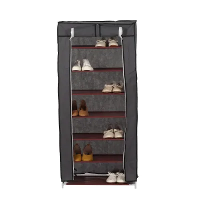 Fabric-Covered Shoe Rack with Steel Frame and Plastic Connector 5/7/9-Layer Shoe Box for Storage