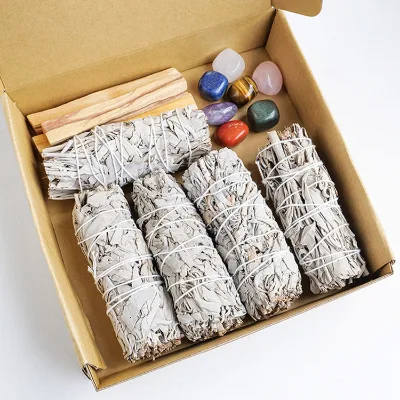 Wholesale Natural Crystal Crafts California White Sage Bundle Spirit Box Set for Meditation