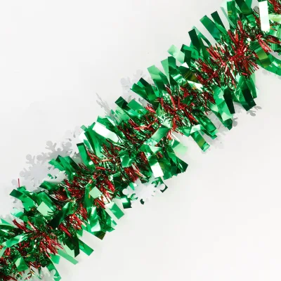 2M Christmas Bar Shiny Ribbon Garland Xmas Tree Ornaments Snowflake Green Cane Tinsel Party Decoration