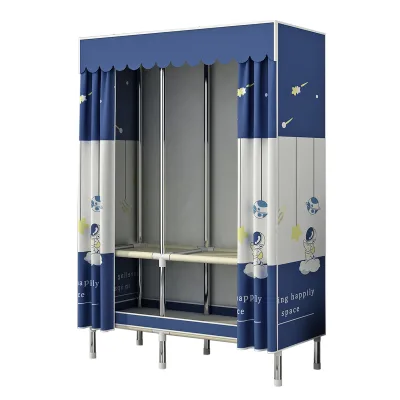 100cm Factory Supply Double Door Organizer Collapsible Portable Wardrobe Simple Fabric Wardrobe Clothes Organizer for Kids