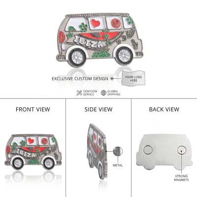 Wholesale Custom Eco-friendly Durable Metal Souvenir Ixtapa Cancun Mexico Bus Fridge Magnet with Bottle Opener