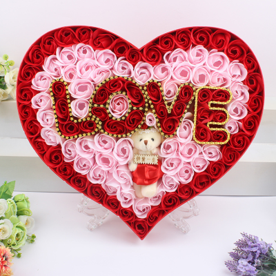 Rose Pink Eternal Romantic Valntines Love 100 Forever for Her Mother's Day Heart Box Soap Flower Handmade Valentines Day Gift