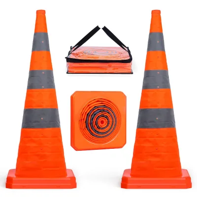 36 Inch Orange Collapsible Traffic Safety Cones with Bag Multi Purpose Pop-up Reflective Collar Road Safety