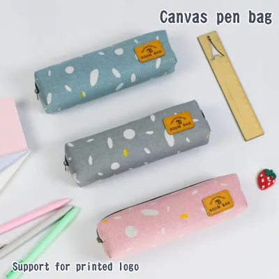 Simple Japanese Small Fresh Pencil Case Zipper Closure Stationery Bag High School Junior High School Pupils Pen Bag Customizable