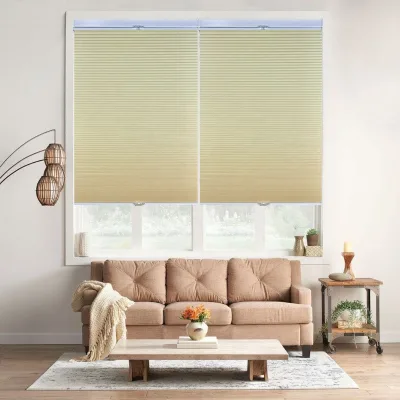 Easy Control Automatic Roman Blinds Fabric Cellular Blinds Cordless Plaid Motorized Roller Honeycomb Shade