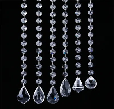Factory Wholesale 14mm S Grade Hanging Octagon Beads Crystal String Chandelier Chain for Wedding Decoration