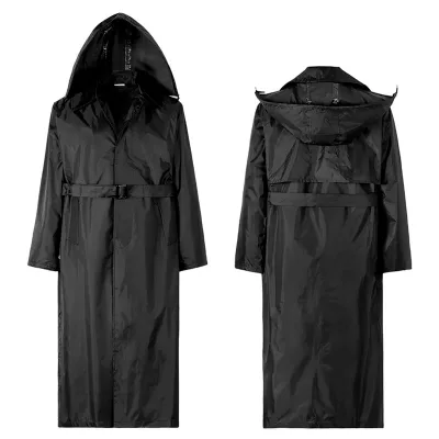 Black Waterproof Rain Jacket with PU or PVC Coating Nylon Polyester Raincoat Mens Tactical Outdoor Rain Coat