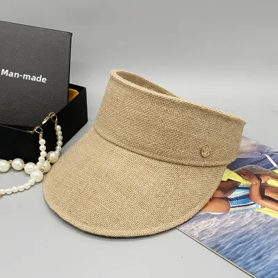 Summer Outdoor Traveling Natural Jute Sun Visor Hat for Women Men Sun Shade