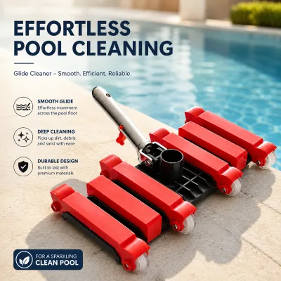 14"/35cm Deluxe Heavy Duty Pool Vacuum Head with Aluminium Handle 8pcs Steel Ball Roller Transparent Wheels