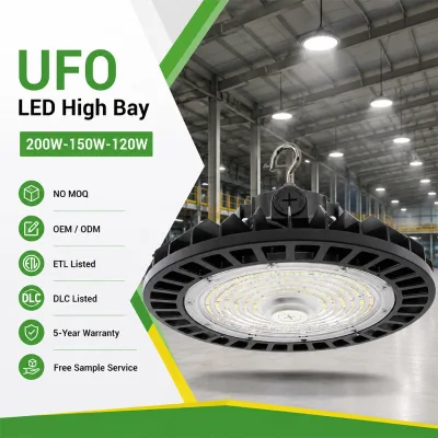 For UFO High Bay Light IP65 Aluminum 5000K Factory Use ETL Certified Dialux Compatible