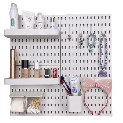China Manufacture Pegboard Shelf Wall-mounted Plastics Bathroom Kitchen Wall Mounted Organizer Storage Rack Shelf