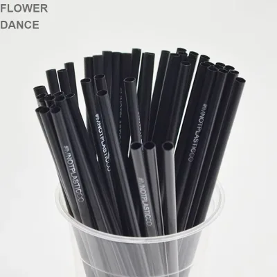 Black Disposable PLA Biodegradable Compostable Personalized Sraw Logo Print Custom Straws for Drinks