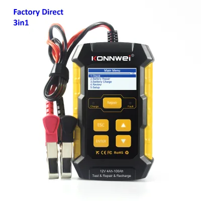 Konnwei KW510 12V 5A Battery Tester Charger Factory Direct Repair Function 3 1 Russian Language Support Battery Capacity Tester