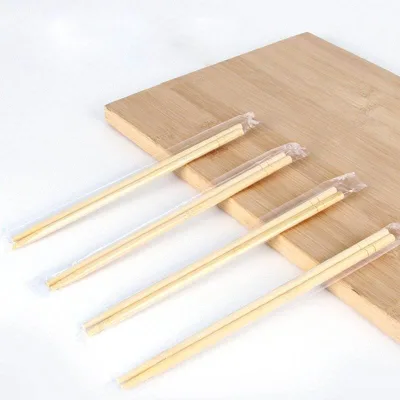 Fully Packed Biodegradable One Time Sushi Round Disposable Bamboo Chopsticks with Paper Plastic Bags Custom logo Utensils