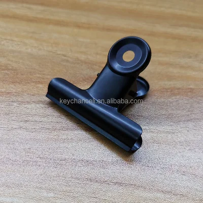 Custom Logo Packaging Design 50mm Black Iron Paperclip Paper Clamp Round Large Big Metal Bulldog Clip for Document Data