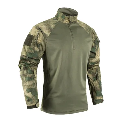 Men CP Camo Tactical Long Sleeve Shirt Polyester Outdoor Hiking Training Sports Tops