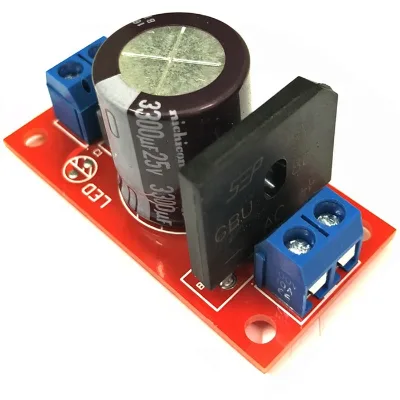 eParthub GBU808 8a rectifier filter board with red LED indicator light
