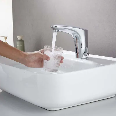 Intelligent Automatic Motion Sensor Basin Faucet Sink Smart Tap Bathroom Smart Thermostat Electronic Basin Faucet