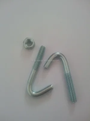 Zinc Plated J Bolt with Serrated Flange Nut, L Shape Hook Screw for Hanging & Fixing