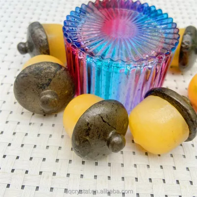 Wholesale Natural Crystal 4cm Yellow Calcite Acorn Art Crafts Crystal Polished Natural Crystal Calcite Pyrite Acorn for Gift