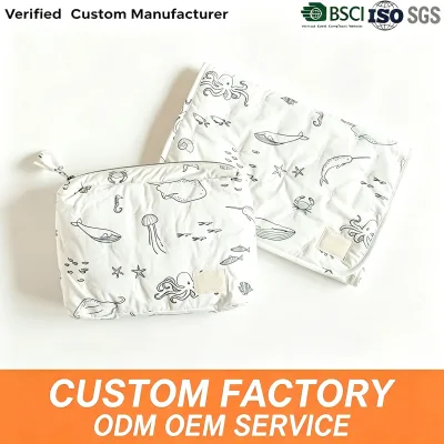 Custom Foldable Portable Organic Cotton Baby Travel Changing Pad with Zipper Pouch