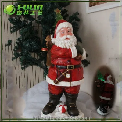 Resin Christmas Santa Claus Figurine with LED Lighting Traditional Style Indoor Use 34.65 Inch