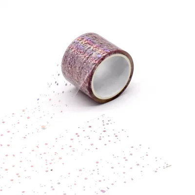 Wholesale Custom Holographic PET Tape Clear Transparent Decorative Tape for Journaling Packaging Custom Logo Factory Direct