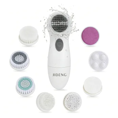 8-in-1 Electric Face Cleansing Cleaning Brush - Battery Operated Facial Scrubber Set for Gentle Exfoliation Skin Massage