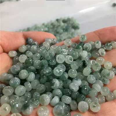 Green Flower Jade Abacus Hand Beads Natural Burmese Jade a Grade Jade