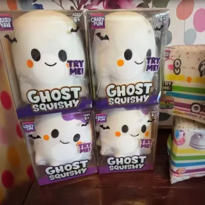 Styles Big Ghost TPR Squishy Toys Halloween Cute Ghost Squeeze Stress Relief Fidget Toy for Kids Holiday Party Gift