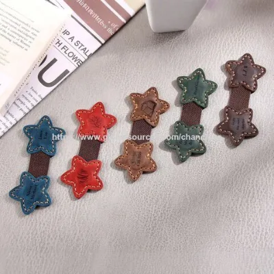 Creativity genuine leather bookmark star shape strong magnetic bookmarks custom pu leather bookmarks accept logo