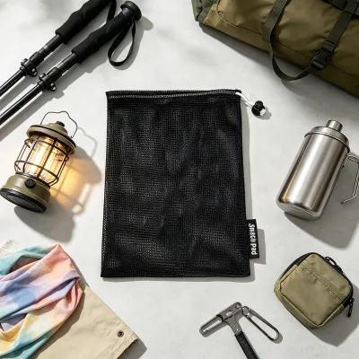 Wholesale Custom Logo Outdoor Tool Drawstring Bag Durable POLYESTER MESH Fabric Drawstring Storage Pouch