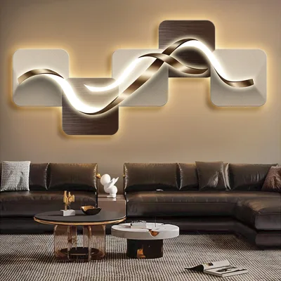 Modern Luxury Crystal Porcelain 6-Color Digital Printing Geometric Abstract LED Wall Light Huicheng Simple Living Room