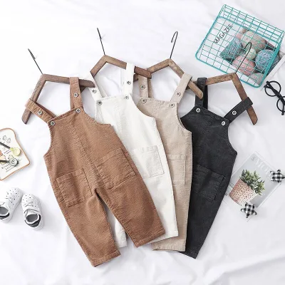 Wholesale new item pure cotton baby trousers solid colour corduroy overalls