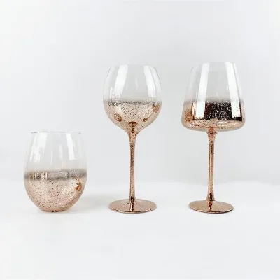 Wine glass with electroplated design