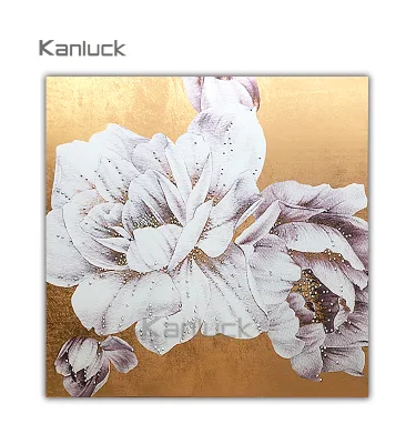 Flower Canvas Art Painting With Gold Foil and Diamond Wall Decor