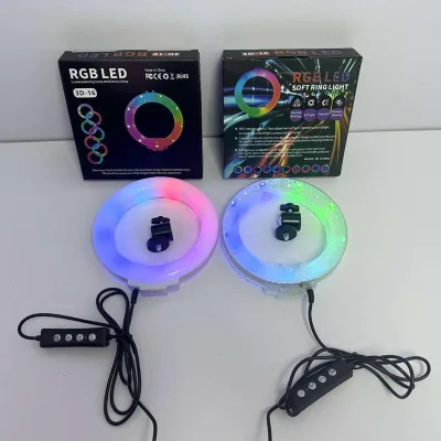 PP Crystal Shell Double Sided Luminous RGB 5V USB Button Dimming LED Fill Lamp Video Live Makeup Selfie Ring Light Smart