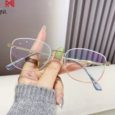 7126 New Fashion Joker Street Photo Artifact Plain Frame Glasses Anti-Blue Flat Lens Can Be Equipped Myopia Diamond Face Shape