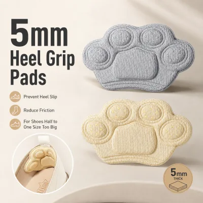 5mm Paw Shape Memory Foam Heel Grips for Women Shoes Self Adhesive Shoe Filler Pads Anti Slip Liners Size Adjuster Loose
