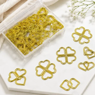 Heart Shaped Iron Paper Clips Bulk Supply for Office School Stationery and Document Organization