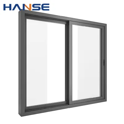 Heavy Duty Modern Black Aluminum Horizontal Sliding Window with Security Mesh Screen for Apartments Villas Hotels