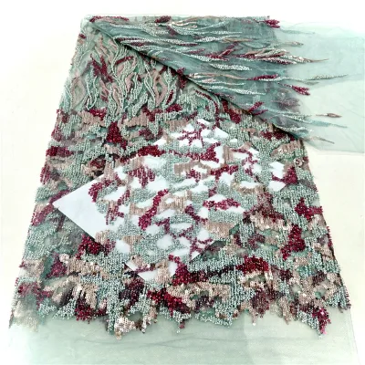 Multicolor Three-Dimensional Embroidered Polyester Fabric European-American Style Floral Pattern for Bridal Wedding Evening