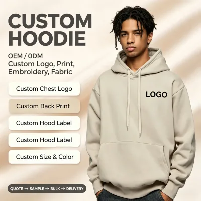 Men's Hoodie 100% Cotton Clothing Manufacturers Pullover Sweatshirt Customizable Logo Design Hoodies High Quality Custom for Men