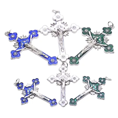 Cross Brass Church Crucifix Jesus Religious Catholic Pendant Religious Gift for Children Jewelry Main Material Brass
