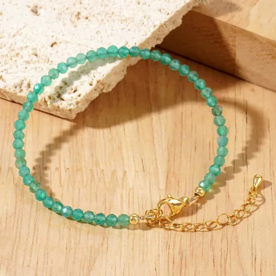 Fresh and Fashionable Agate Natural Stone Beaded Bracelet, Summer New Style Daily Layering Elegant Thin Bracelet