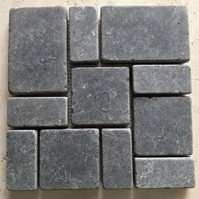 20mm 25mm 30mm Eco Friendly 50x50cm China Blue Limestone French Pattern Back Mesh Non slip Paving Stone Outdoor Courtyard