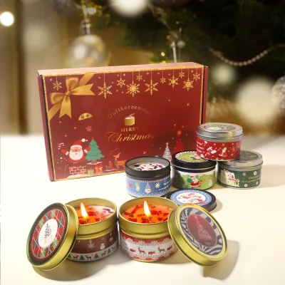 Christmas Smokeless Soy Blend Wax Gift Box Set - Holiday Party Decoration & Plant-Based Festive Gift