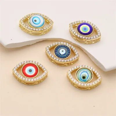 Factory Promotion Zircon Charms Multi Color Lucky Eye Charms Fashion Charms for Jewelry Making
