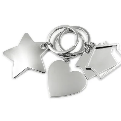High Quality Hollow Out Heart House Star Shape Keychain Custom Logo Blank Zinc Alloy Metal Keychain